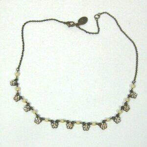 Michal Negrin Necklace Vintage Flowers Swarovski Aurora Borealis Floral 18 inch